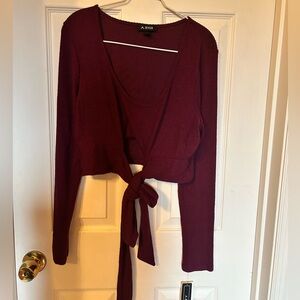 NWT A. Byer Plum Tie-Front Large Crop Top Sexy